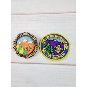 Vintage Boy Scout LDS High On The Mountain Top Patch & Neckerchief Slide 1982